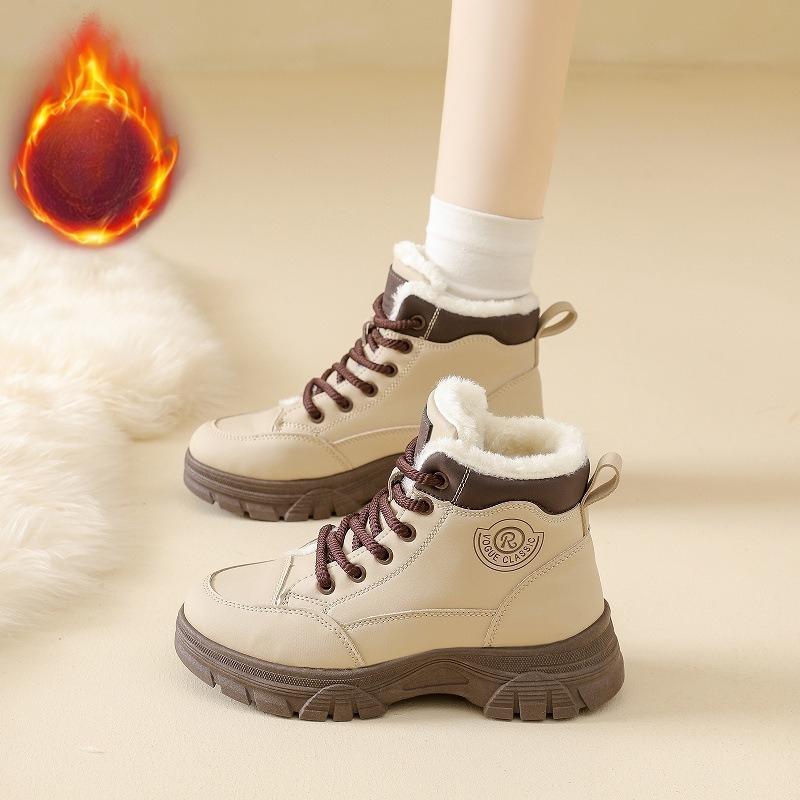 Женские легкие удобные толстая подошва холодные теплые утепленные снегоступы нескользящие износостойкие повседневные спортивные на открытом воздухе хлопковые ботинки 40 хаки 2600₽