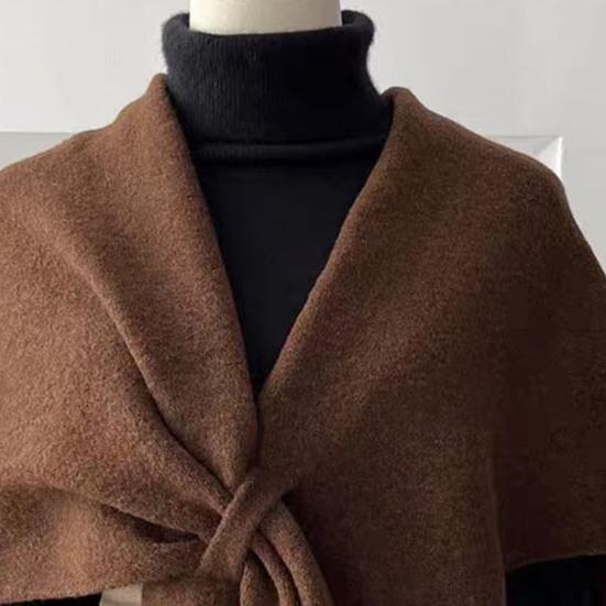Women Knitted Shawl Scarf Solid Color Soft Warm Cardigan Cape Soft Texture Winter Shawl