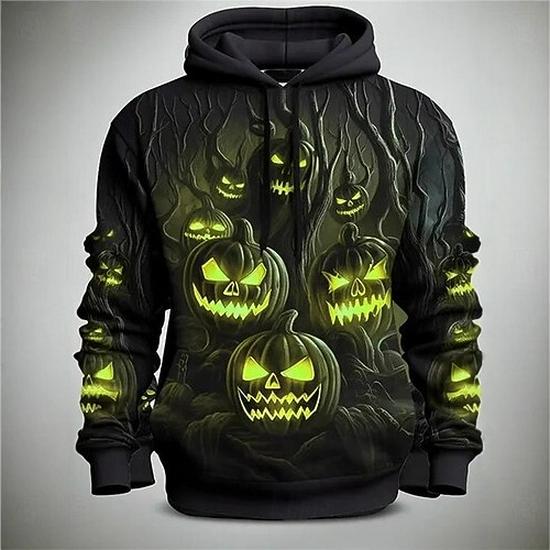 Digital Print Pumpkin Festival Hoodie with Long Sleeves Triple Extra Large 2274₽
