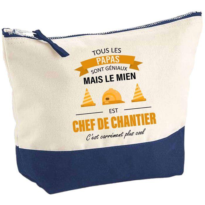 Trousse de maquillage - PLANETEE - Papa Chef De Chantier - Grand format - Coton - Impression HD