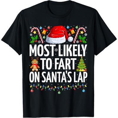 Am wahrscheinlichsten furzen auf dem Schoß des Weihnachtsmanns Familien-Partner-Weihnachtsshirt