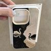 Fashion Black White Swans Pattern Phone Case For iPhone 17 16 Pro Max 16 15 14 Plus 13 12 11 Pro Max 16E 17 Air XR XS Soft Cover