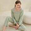 Square Collar Modal Cotton Pajamas Set Women's Elegant Casual Pajamas Autumn Long-sleeved Pants Two-piece Home Wear Set