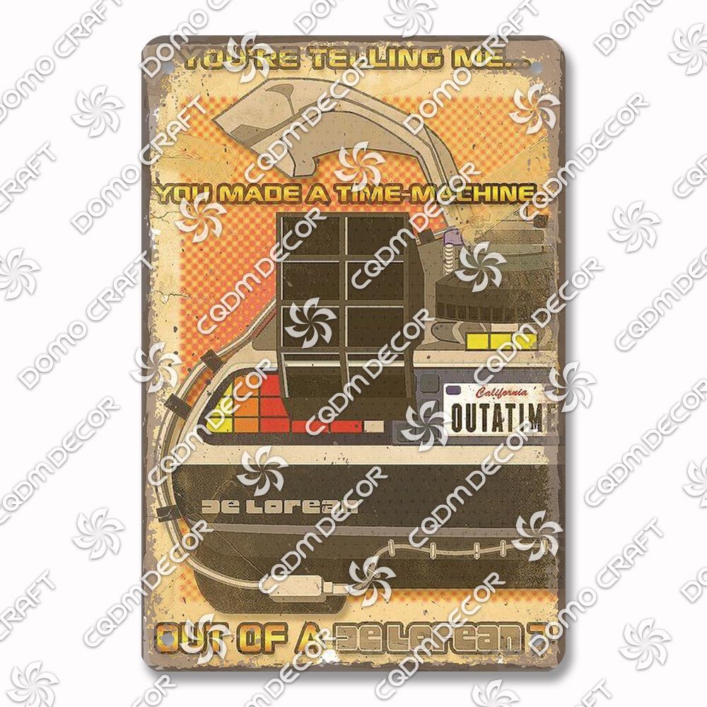 Classic Science Fiction Film Metal Tin Sign, Back to the Future Movie Poster Metal Plates, Cinema Club Cafe Bar Home Wall Decor
