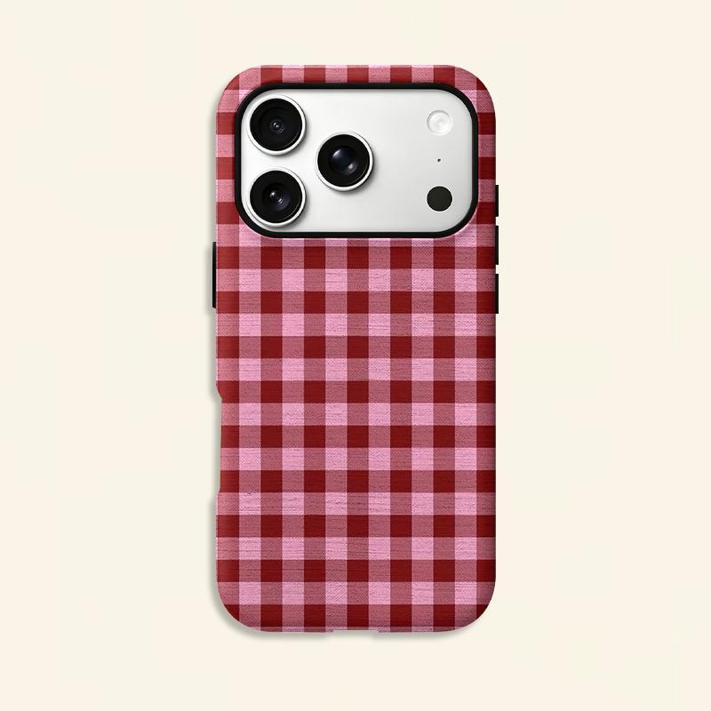 Pink Red Gingham Plaid Texture Soft Silicone Phone Case Coquette Girly Simple Cottage Aesthetic Shockproof Cover For All Iphone Series
