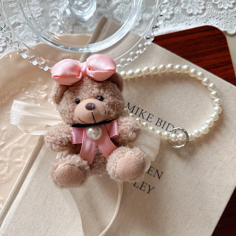 

Универсальная подвеска «Маленький медвежонок»: Милая плюшевая цепочка для мобильного телефона с жемчугом и бантами