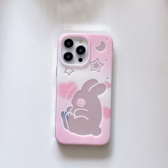 

Ins Rabbit Cute Pink Stars Bunny Laser Чехол для телефона с мультяшным кроликом для Iphone 13 12 11 Promax 14 Pro Max Imd Мягкий силиконовый чехол For iphone 13promax