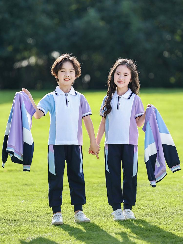 Blue-Purple Sportswear Baseball Suit Set for Kindergarten and Elementary School: Spring, Autumn, and Graduation Uniform
