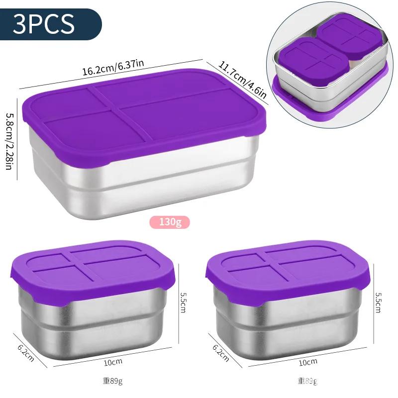 1 шт Ланч-бокс 16211758 см106255 см Нержавеющая сталь 720 мл Прямоугольный ланч-бокс с силиконовой крышкой Герметичный для еды фиолетовый 1550₽