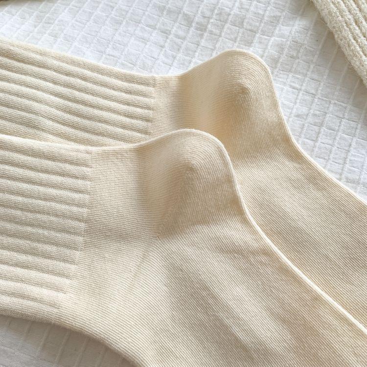 Ancora Women's Mid Tube Pure Cotton Socks Korean Style Bow Embroidery  Warm Breathable Festive New Year Girls Socks