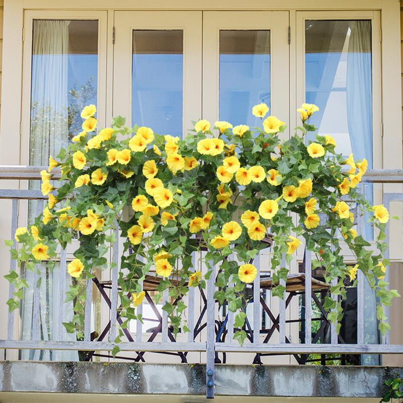 Hanging Basket 65cm Artificial Morning Glory Flower Manma Petunia Orchid Flowers Decorative For Home Wedding Decoration