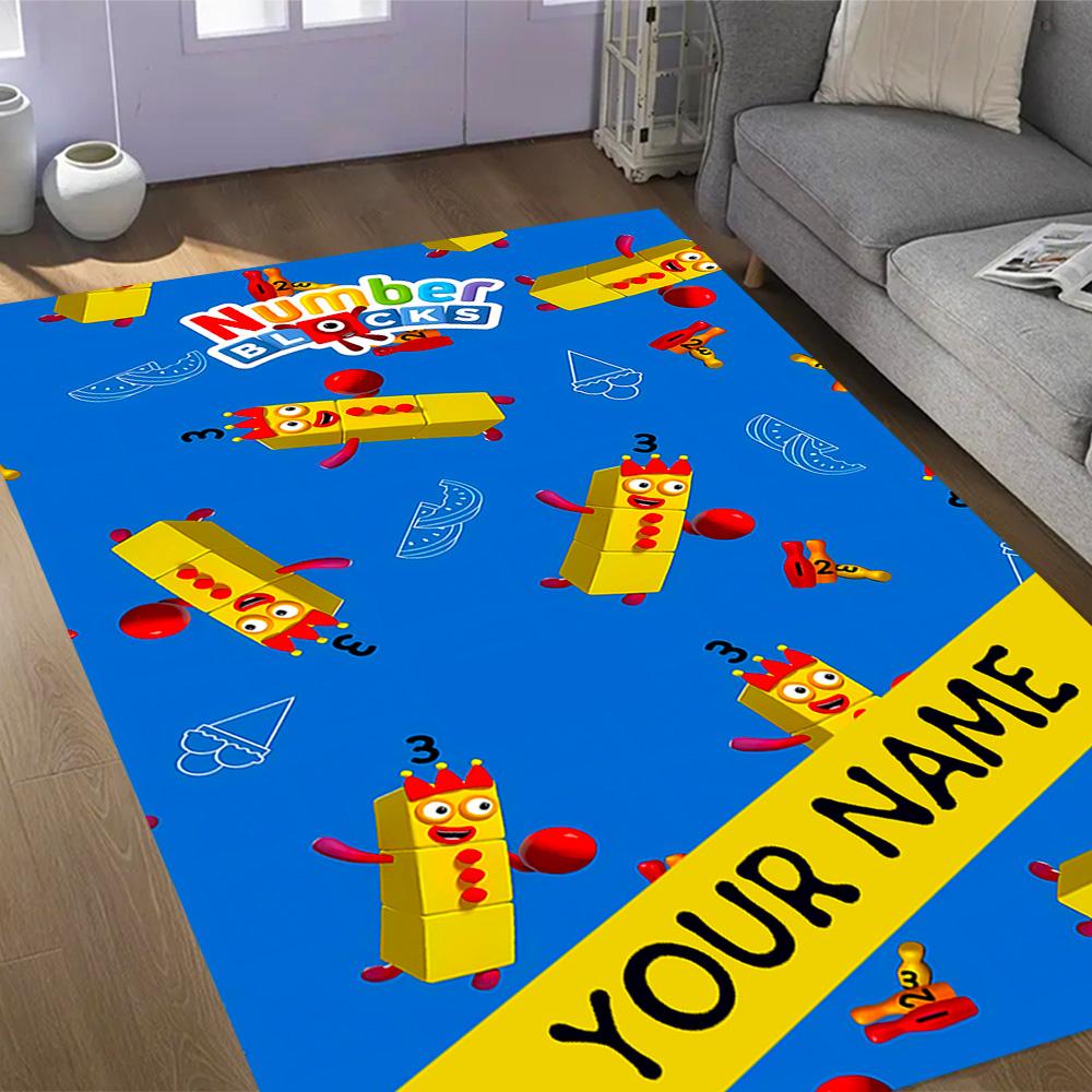 Tappeto da pavimento con blocchi numerici Inverno Divertente Nome Personalizzabile Tappeto per Ufficio Design per Stanze dei Giochi Camere da Letto Ingresso Tappeto Antiscivolo per Esterni Ufficio Arredamento per la Casa
