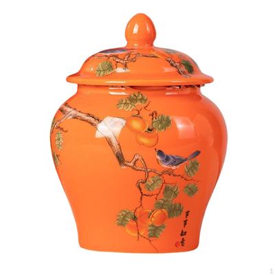 Chinese Style Ceramic Ginger Jar Food Storage Container Airtight Lid for Candy Sugar