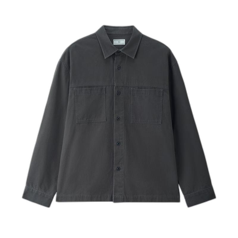 Giordano Men s Workwear Cotton Long Sleeve Shirt with Double Pockets L
