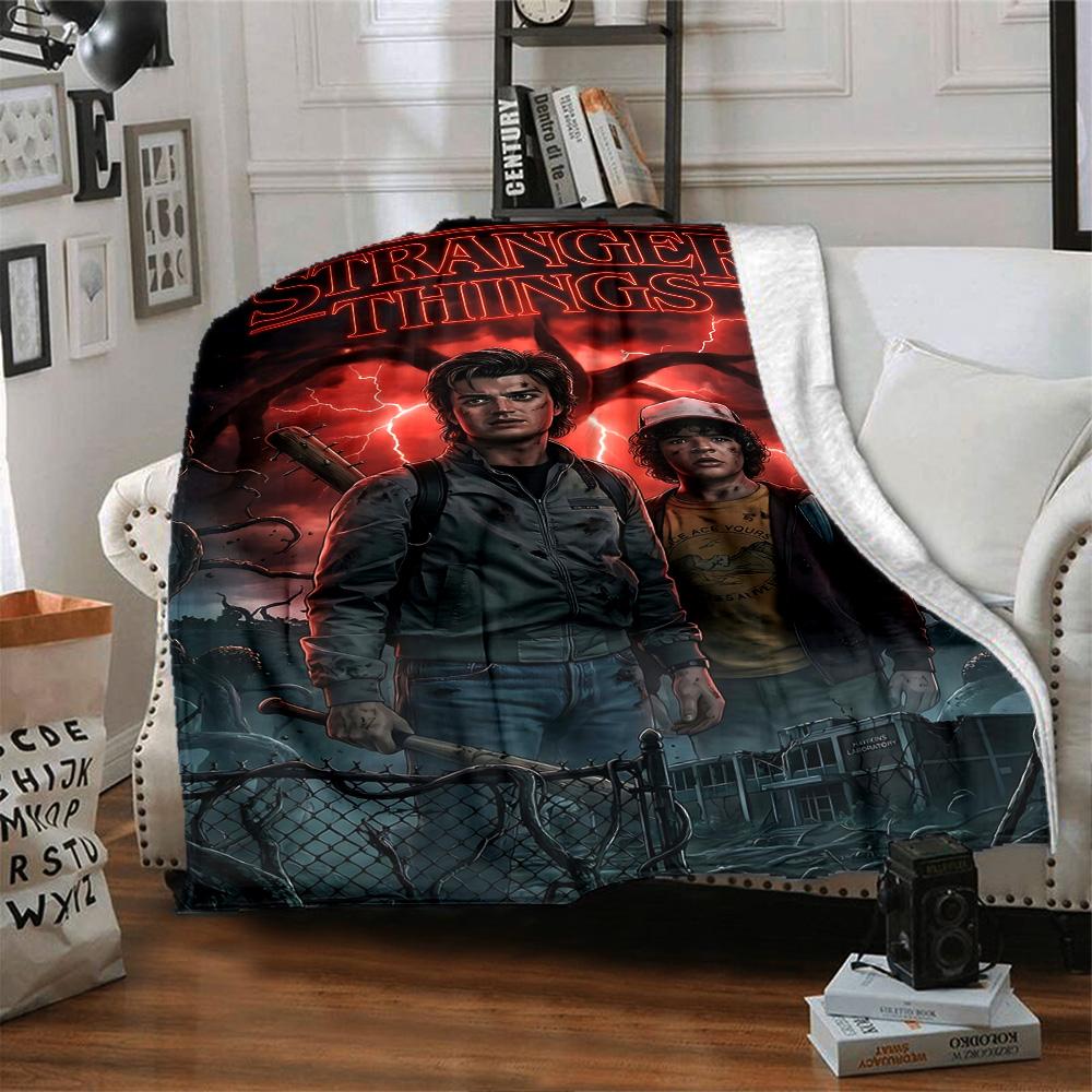 1pc Stranger Things Shadows Tomorrow Flannel Blanket,Ultra Soft Warm Plush Throw for Home Bedroom Bed Sofa Cover Camping Picnic Gift Y72432