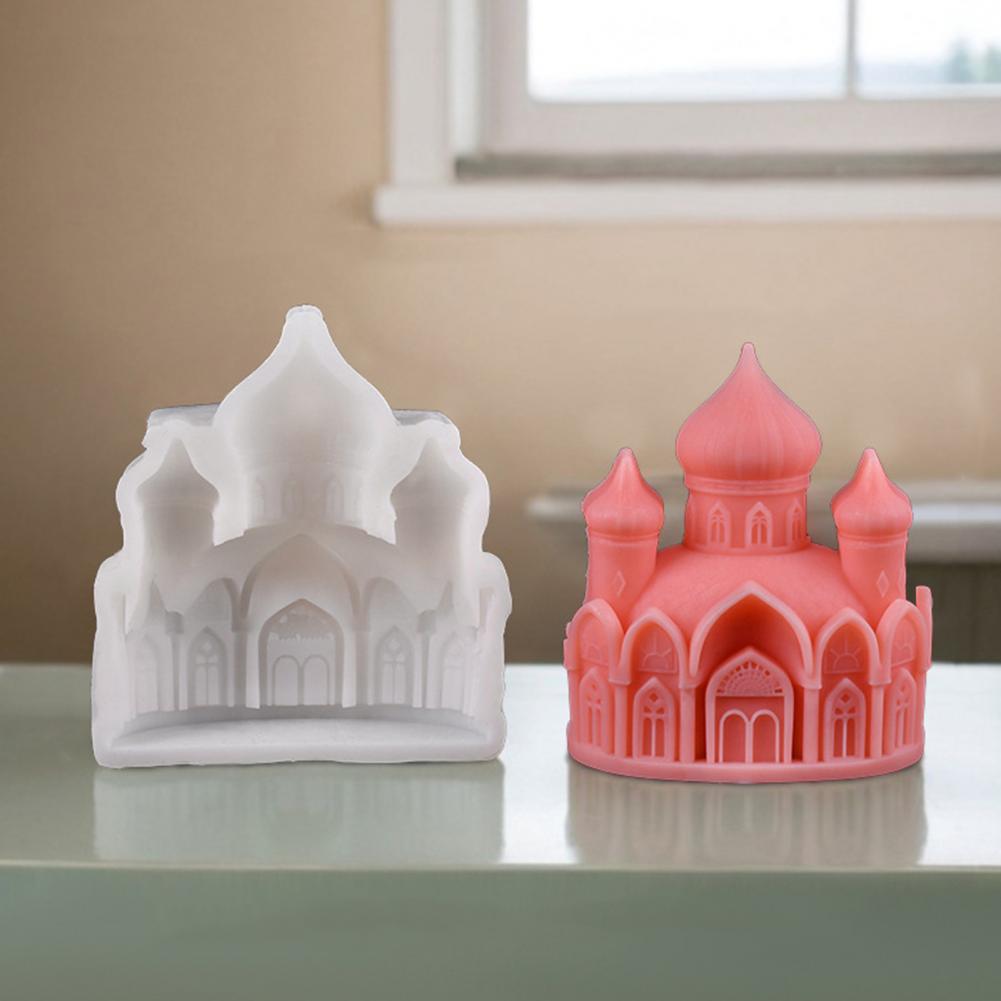 Castle Candle Mold Silicone Soap Wax Making Mold Flexible Reusable Gypsum Concrete Mold for Home Decor Parties Weddings