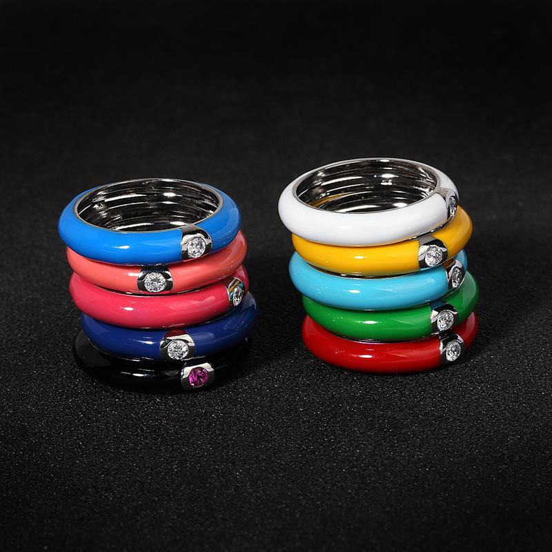 Anello in Argento 925 Creativo Retrò Smalto Colorato Anello Minimalista Fiore Femminile Per Donne Matrimonio Festa Fidanzamento Gioielli Regalo