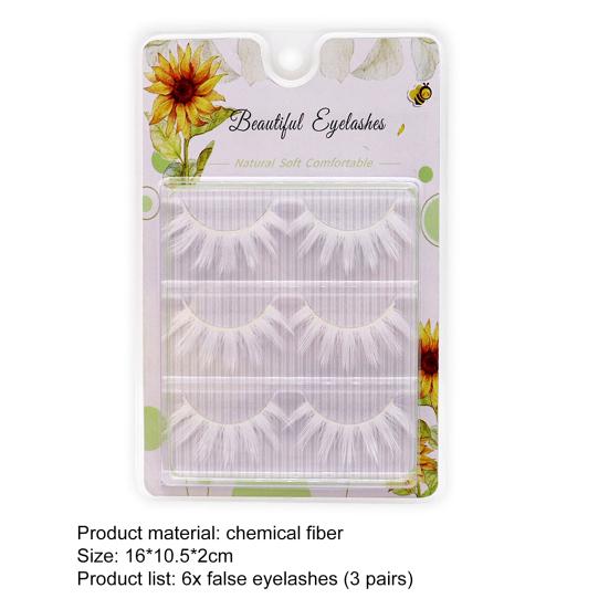 Yousheng 6Pcs  Makeup False Eyelashes  Soft  Comfortable To Wear  Chemical Fiber  Anime White False Eyelashes  for Masquerade