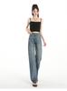 Gedijie Tencel Jeans Women's Thin, High Waist, Drip Feeling, Floor Dragging, Ice Silk Loose Straight Leg Pants