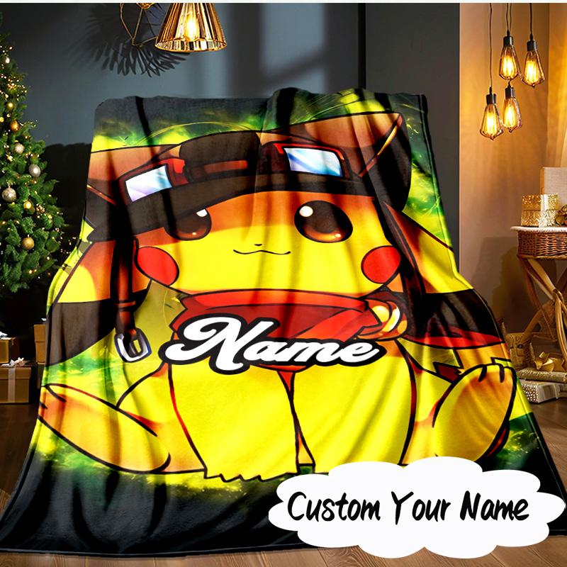 Custom Name Pika Adventure Hat Blanket Ideal Bedding Blanket Perfect for Travel, Camping, Living Rooms, Offices, Sofas, Fan Christmas gift