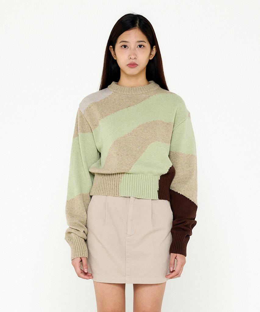 Bb' BENETTON Rhythmic Knit Pullover (Green)