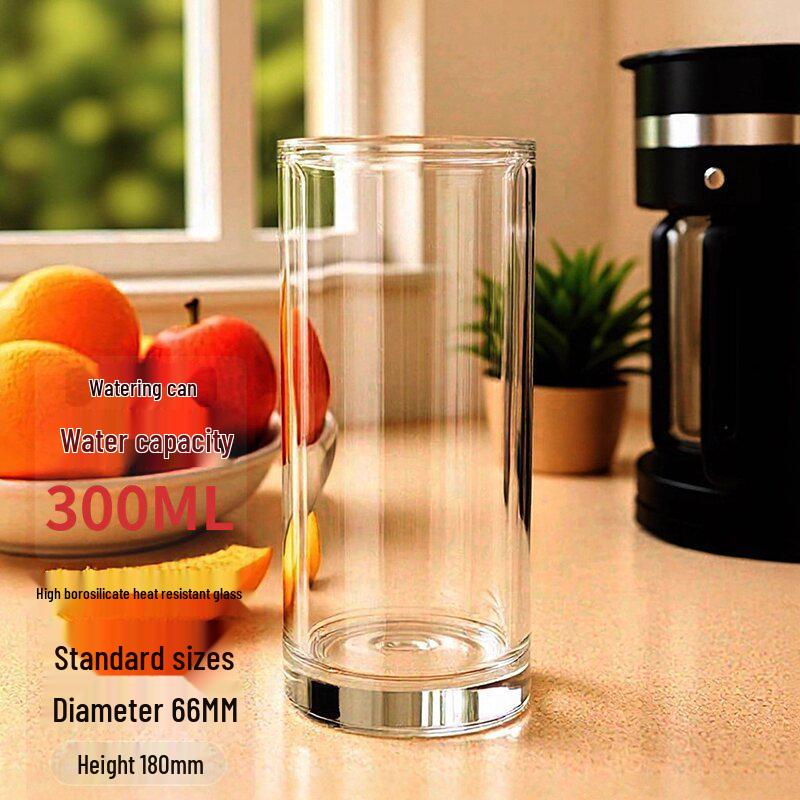 Double-Layer High Borosilicate Glass Tea Cup - Heat-Resistant, Wide Mouth, Straight Tube Design