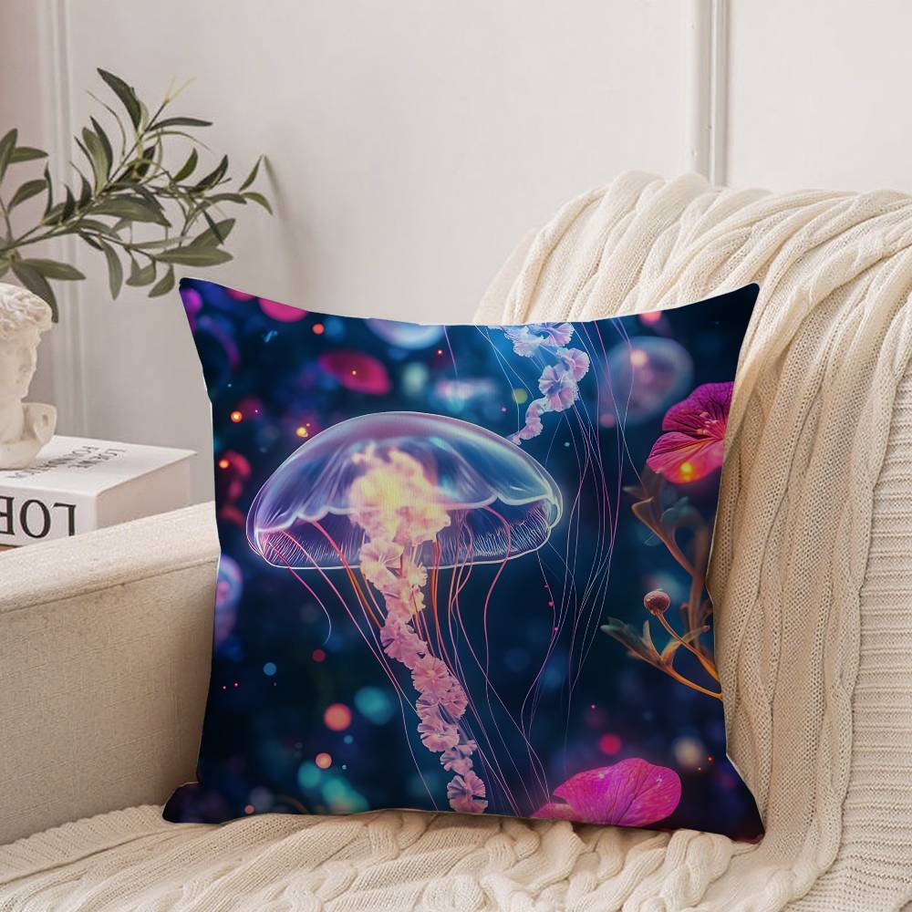 Beautiful Marine Life Jellyfish Pillow Case Home Decor Throw For Sofa Bed Car Room Decor Gift Idea