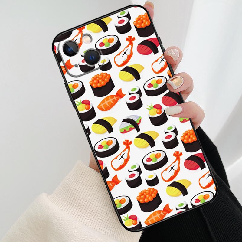 Kawaii Sushi Pattern Phone Case For iPhone 17 Pro Max 15 14 13 11 12 16 Pro Max mini 15 16 Plus 16e 17 Air Cover