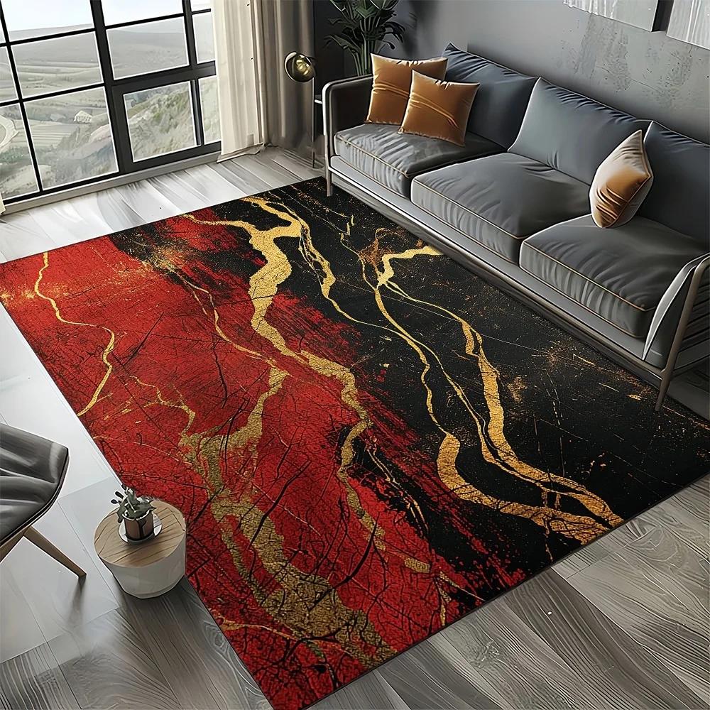 2025 New Style Colour Nature Marble Blue Gold Carpet Rug for Living Room Bedroom Home Sofa Decoration,Kid Non-slip Floor Mat