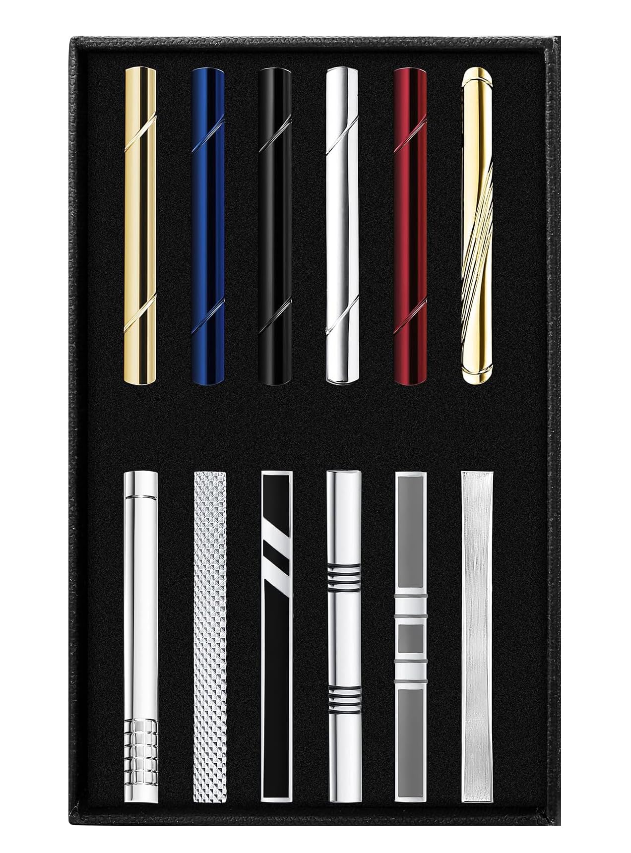 

Набор из 12 зажимов для галстука для мужчин, классические зажимы для галстуков, зажимы для галстуков, подходящие для годовщины свадьбы, роскошная бизнес-коробка [JeryWe]