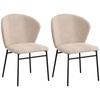 Set of 2 dining chairs padded seat in linen-look fabric stable steel legs modern design light brown