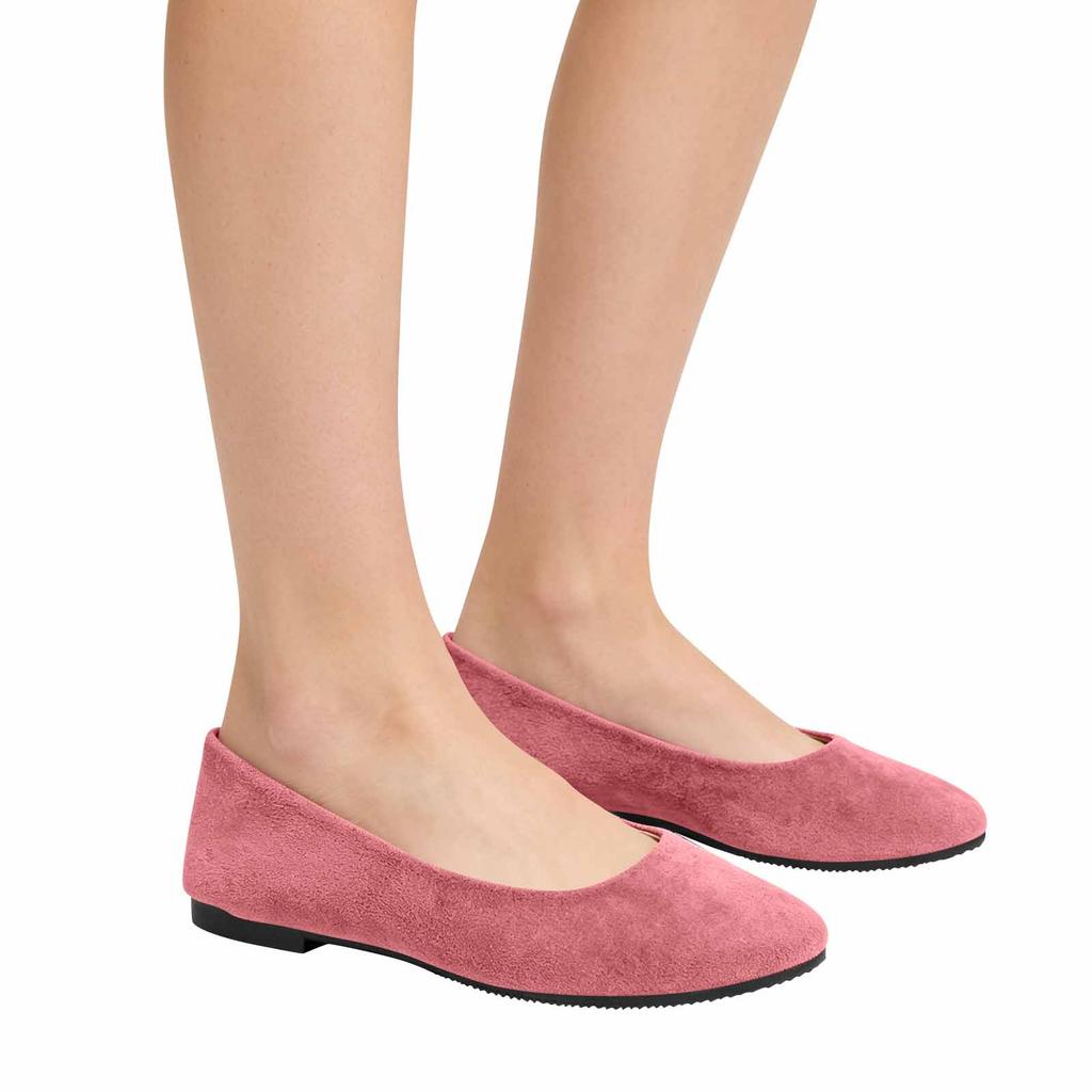 Women's Pointed Toe Flat Shoes Slip On Ballet Style Low Heel Casual Comfortable Soft Material Footwear