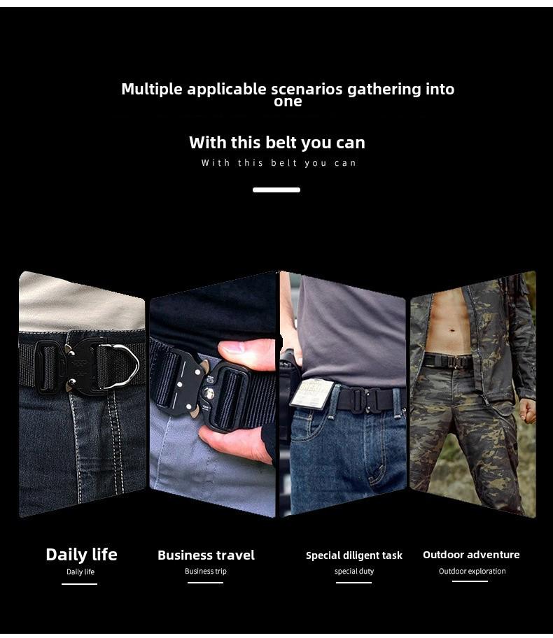 Elastic Tactical Nylon Belt with Alloy Buckle, Popular for Outdoor Use, Customizable Size