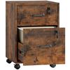 Mobile Office Pedestal, 2 Drawers, Casters, Hanging Letter-Size Documents, Brown