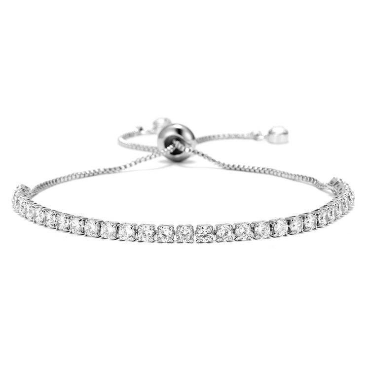 Cross-Border High-End 3mm Zircon Women's Artistic Adjustable Bracelet