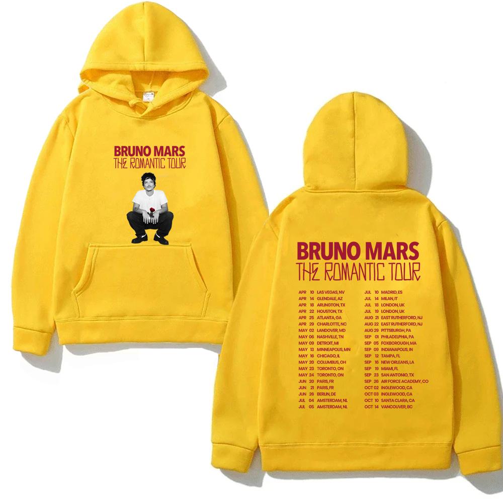 Bruno Mars Hoodie The Romantic Tour 2026 HighQuality Moletom for Autumn/Winter with Hooded Fleece Harajuku Comfortable Hoody