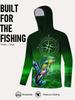 Men's Outdoor Fishing Hoodie with Mask Long Sleeve Top Printed Pattern Fishing Wear