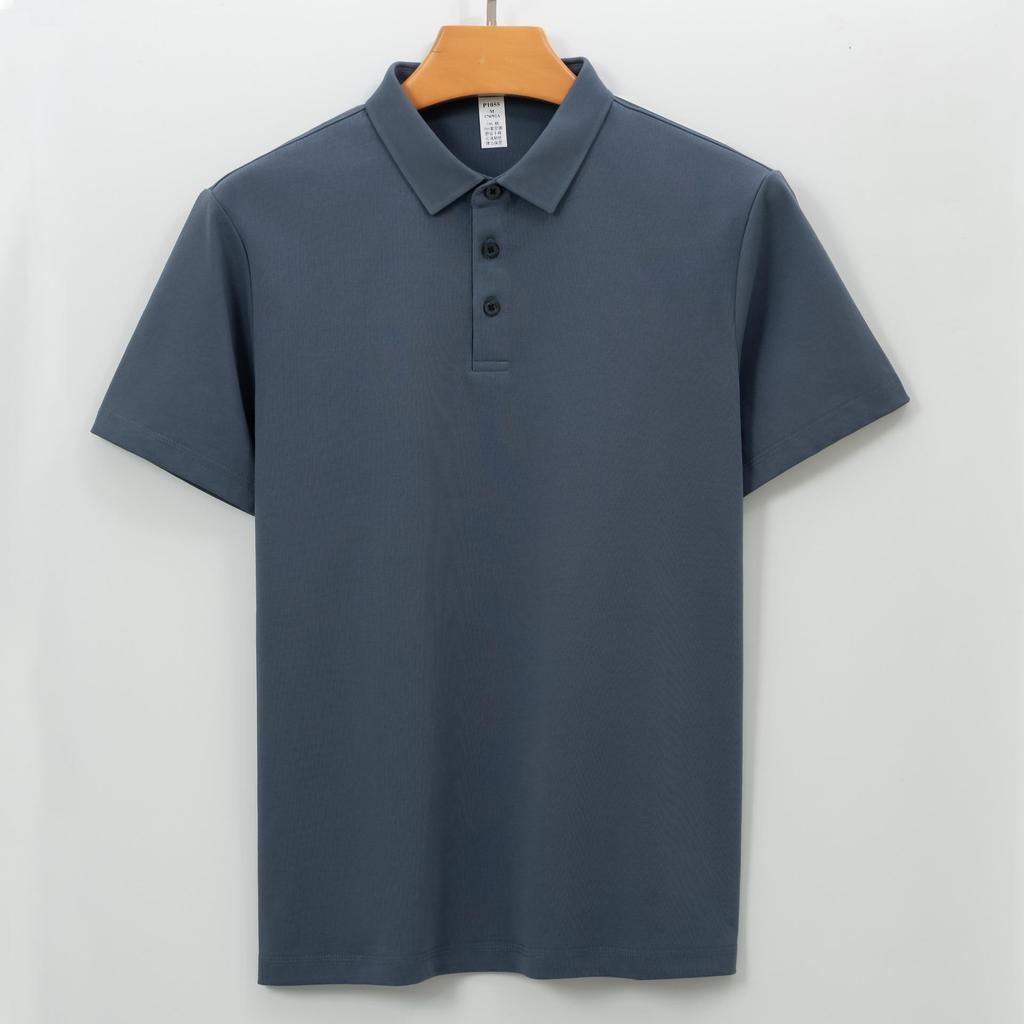 260g Baumwolle Polo Kurzarm Herren T-Shirt Langes Samt Baumwolle Fleckenfreies Oberteil Kragen Polo Oberteil