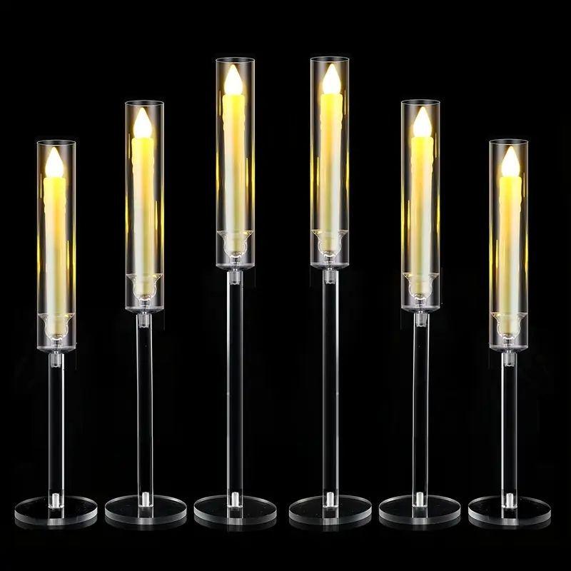 Transparent Acrylic Cross Wedding Candlestick for Banquets, Hotels, Aisles, Restaurants, and Bars