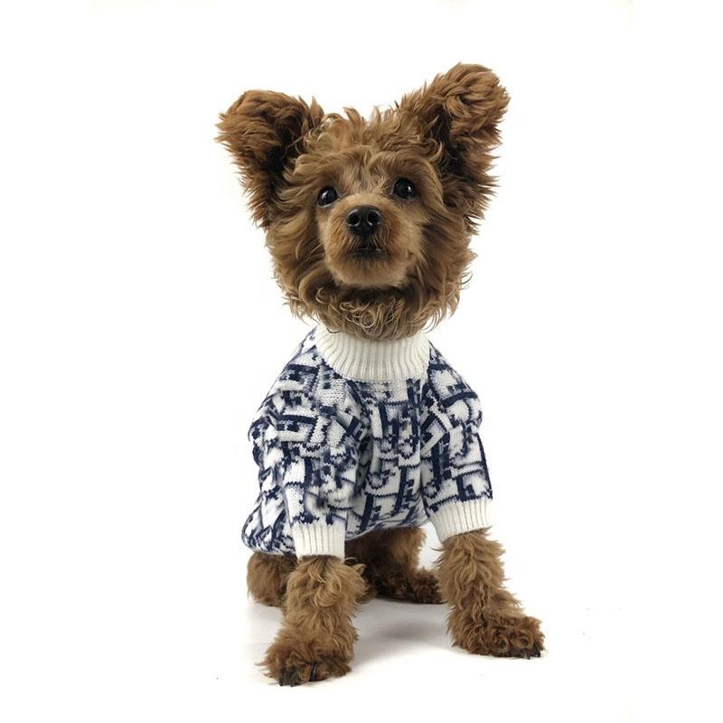 

2022 Роскошный брендовый дизайнерский костюм XS-2XL для собак, одежда для домашних животных, вязаный свитер для щенков, пуловер, трикотаж, французский бульдог