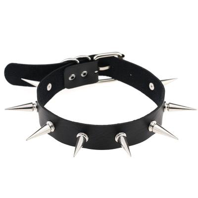 Black Spiked Choker Necklace Punk Collar Female Women Men Black Leather Studded Rivets Chocker Jewelry Gothic Accessories