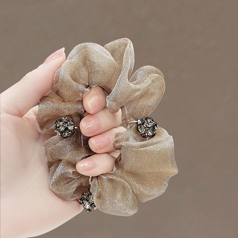 Hair Band, High-End Sense Headband, Adult Organza Ponytail Women'S Simple Temperament, Ball Head Disc Hair, Head Flower Jewelry.