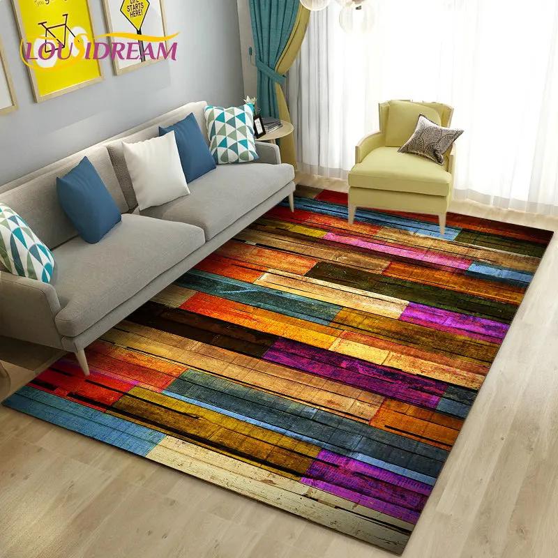 3D Ahşap Tahıl Desen Alan Kilim, Oturma Yatak Odası Kanepe Paspas Mutfak Dekorasyon için Halı Halı, Çocuk Kaymaz Zemin Mat Oyna