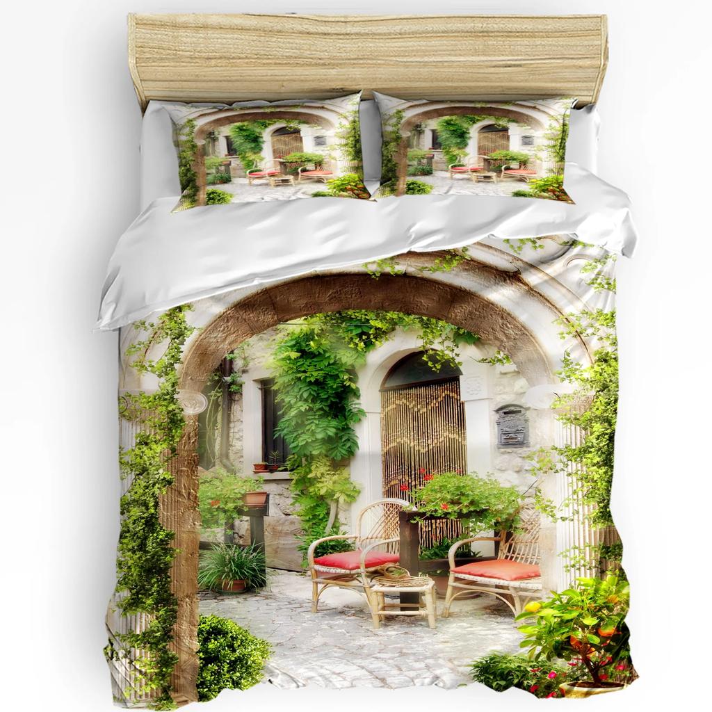 Island White Building Blue Sea Santorini Greece Bedding Set 3pcs Duvet Cover Pillowcase Quilt Cover Double Bed Set Home Textile