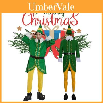 Unisex Weihnachts-Elfenkostüm-Set für Erwachsene Weiches Polyester- und Kamelwollgewebe