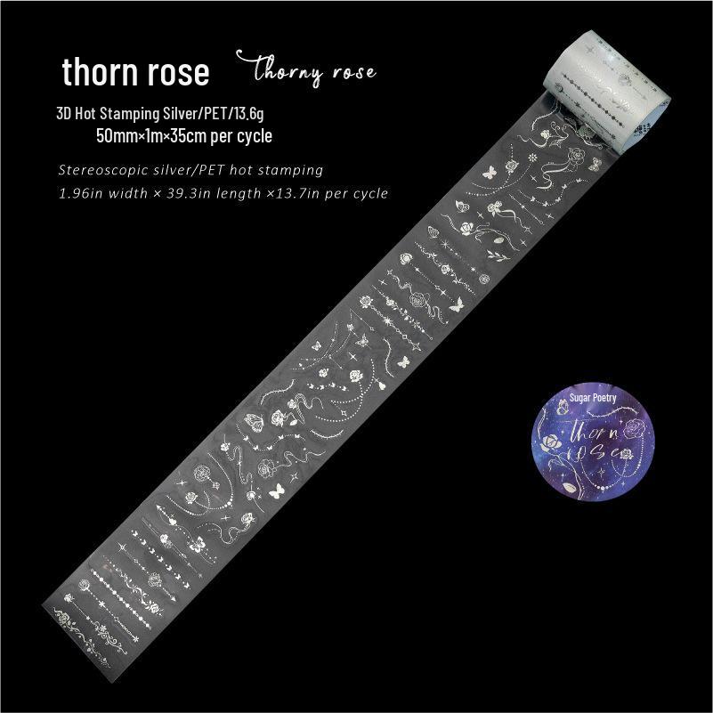 Sugar Poem Silver Adhesive Tape Journal Embellishments – DIY Secret Words Chain & Die-cut Elements by Hand Guka