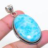 Natural Larimar Gemstone Handmade 925 Sterling Silver Jewelry Pendant 1.97" AP-14972