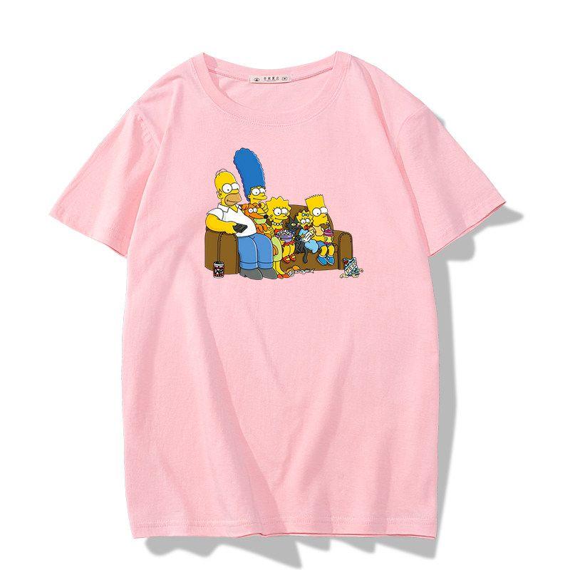 Fashion Disney Cartoon Simpson Oversized Tshirt Summer Blouses Ladies Unisex White Tees Tops Short Sleeve Blouses Women YK Tshirt