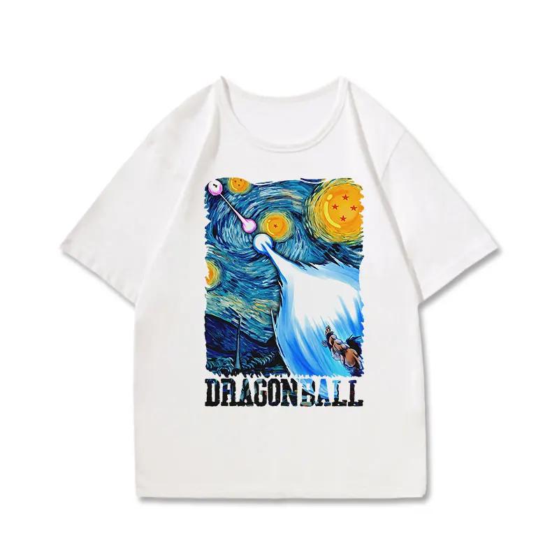 Dragon Ball Starry Sky Oil Painting Style Shortsleeved Super Fire Top Sense Popular Animation Clothes Summer Sports Leisure Top