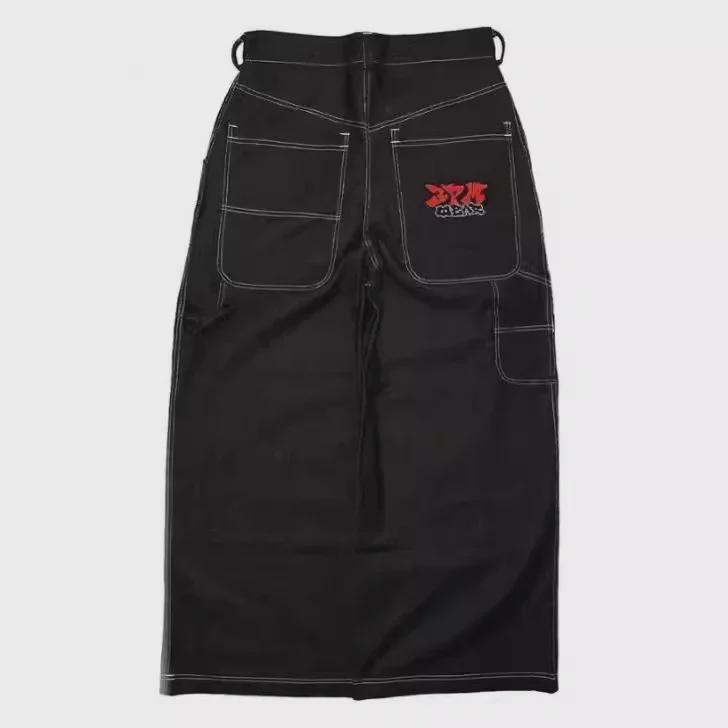 Pantaloni Jeans Dama Largi Skinny Four Seasons cu Broderie Hip Hop Gradient Casual